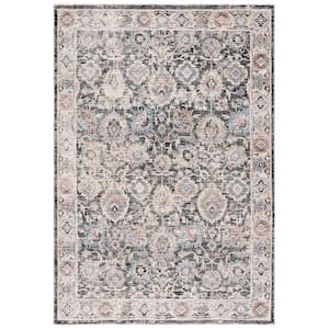 Artifact Charcoal/Ivory 6 ft. x 9 ft. Distressed Floral Border Area Rug