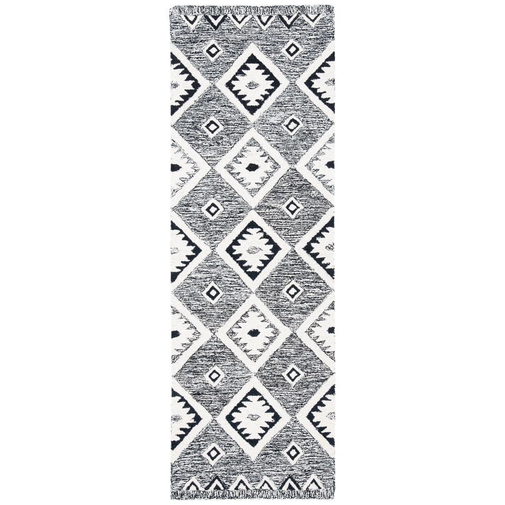 SAFAVIEH Aspen Jayna Geometric Runner Rug  Black/Ivory  2 3  x 7