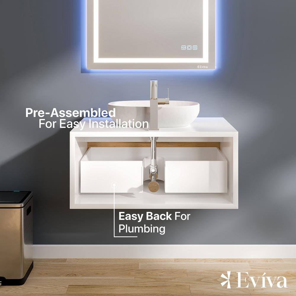 Santa Monica 36" White Oak Wall-Mount Vanity with Vessel Sink