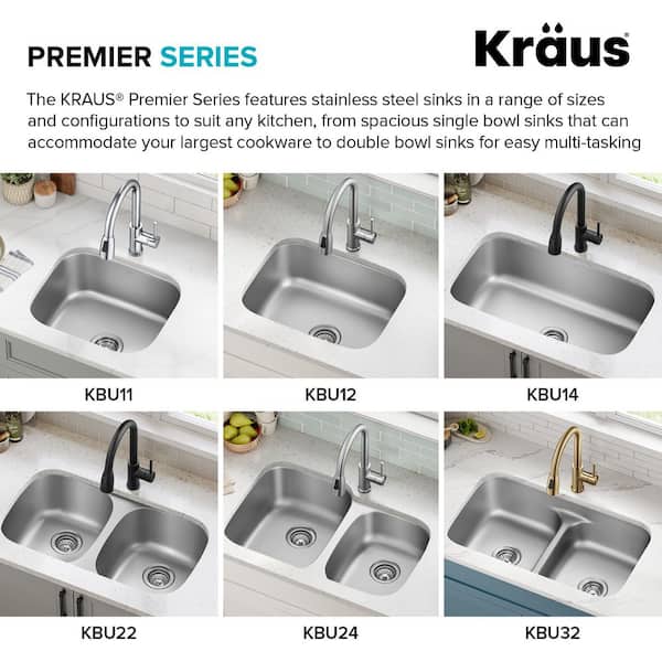Premier Undermount Stainless Steel 31 in. Single Bowl Kitchen Sink Premier Undermount Stainless Steel 31 in. Single Bowl Kitchen Sink