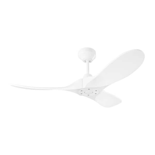 Maverick Smart 44 in., Indoor/Outdoor Matte White Modern Downrod Mount Ceiling Fan with Remote Included