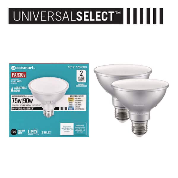 Universal Select 75/90-Watt Equivalent PAR30S Dimmable Adjustable Beam Angle LED Light Bulb with 6-CCT (2-Pack)