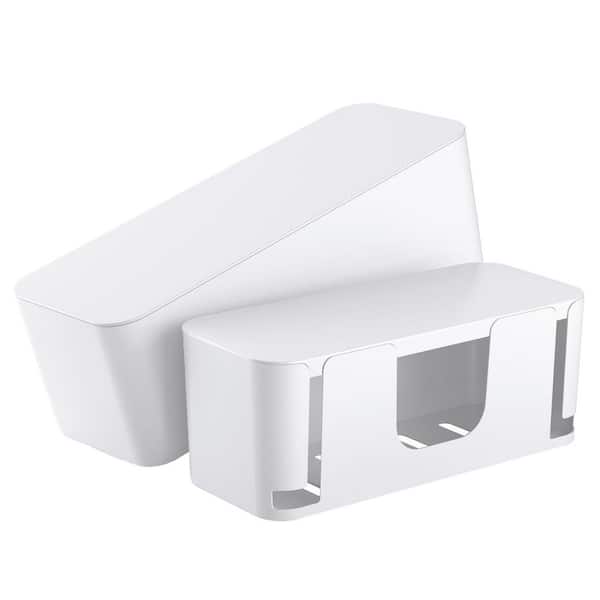 Lukyamzn Cable Management Box Set with Cord Organizer for Desk Pet and Child-Proof Cord Hider Power Strip Protector 2 Pack