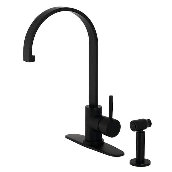 Kingston Brass Concord Single-Handle Kitchen Faucet with Side Sprayer in Matte Black