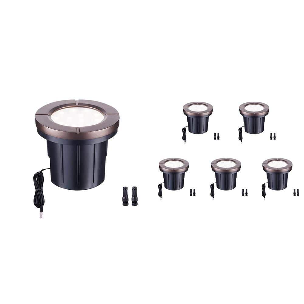 6-Watt 12-Volt Black LED Ground Well Light, IP67 WP 580LM ORB Al