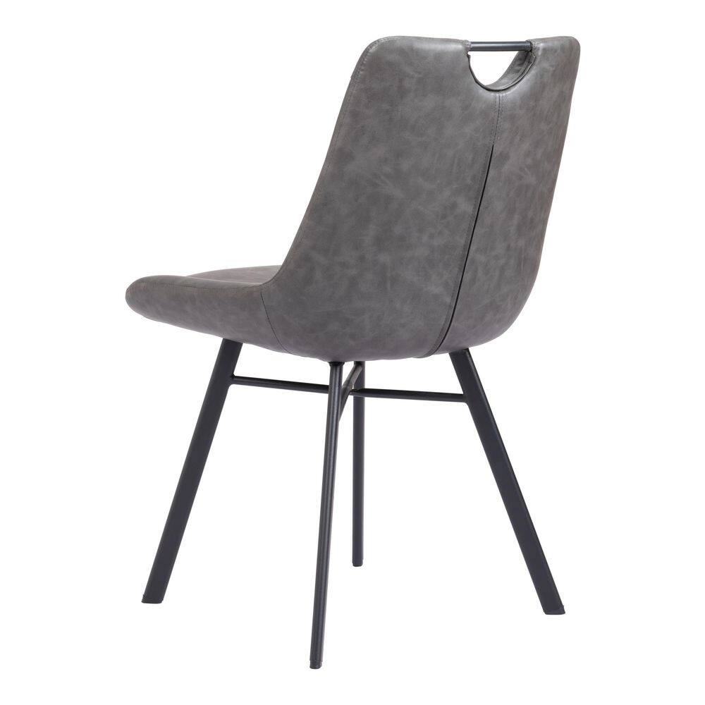 Vintage Gray Velvet Upholstered Side Chairs with Metal Legs, Set of 2