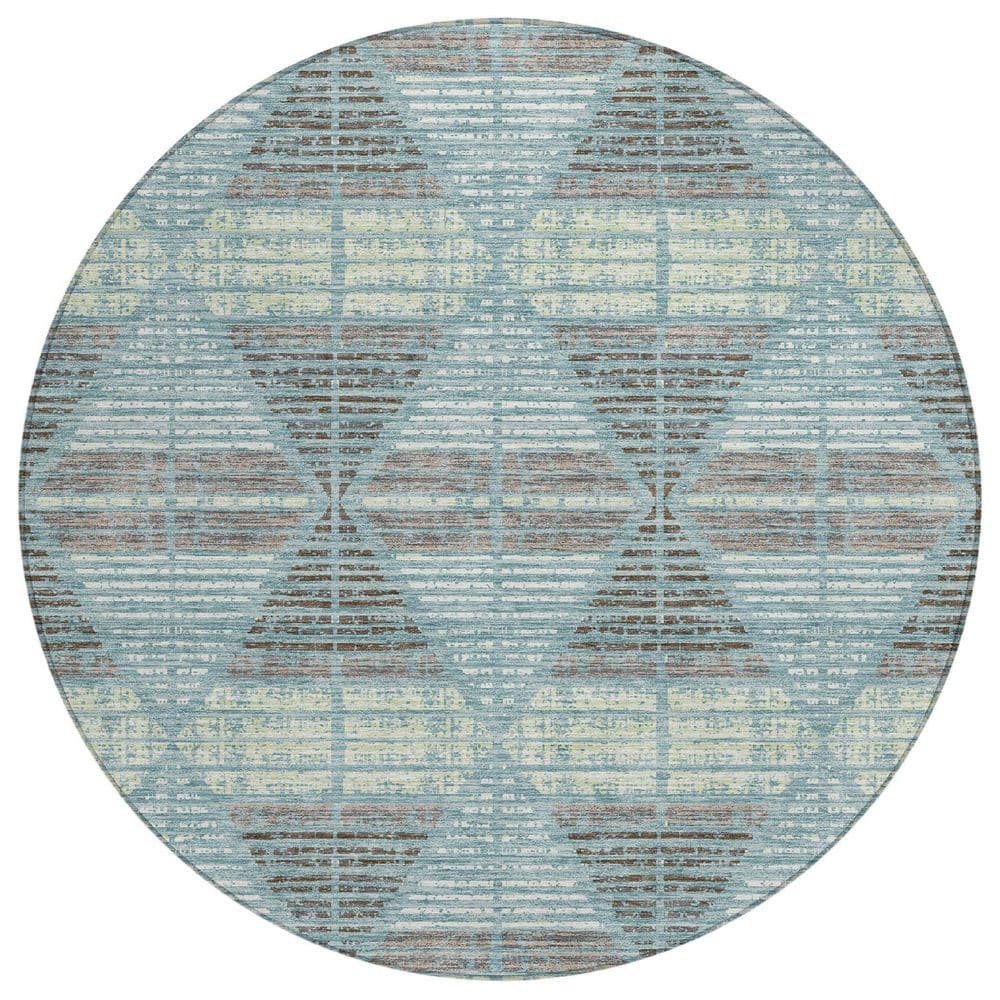 Chantille Machine Washable Indoor/Outdoor Abstract ACN2671 Teal 8 ft. x 8 ft. Round Rug price history on PriceWatchPro