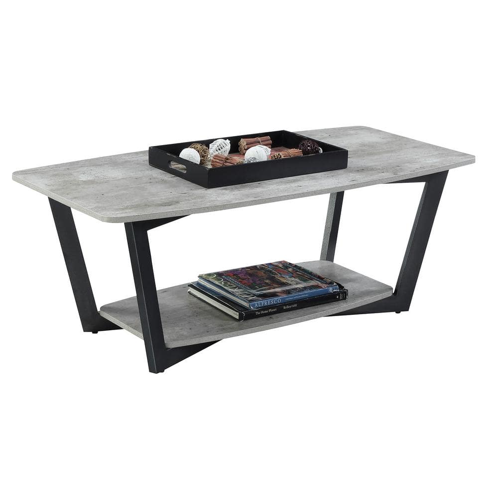Graystone Faux Birch and Slate Gray Coffee Table with Shelf