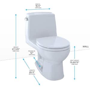 Eco UltraMax 1-Piece 1.28 GPF Single Flush Round Standard Height Toilet in Cotton White, SoftClose Seat Included