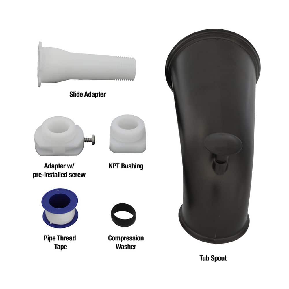 Universal Oil Rubbed Bronze Wall Mounted Tub Spout with Diverter