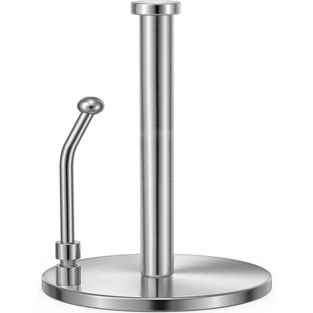 Countertop Silver Paper Towel Holder Weighted Base Non Slip Spring Arm Stainless Steel Dispenser Stand price history on PriceWatchPro