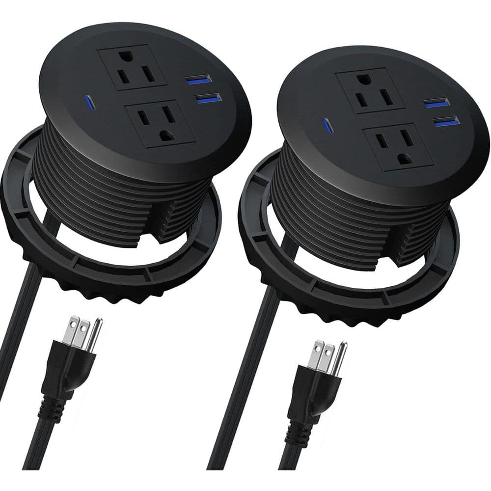 2PCS 6.56 ft 2-Outlet 2 USB-A Ports 1 USB-C Port Surge Protector with Fast Charging Flush Mount Power Grommet price history on PriceWatchPro