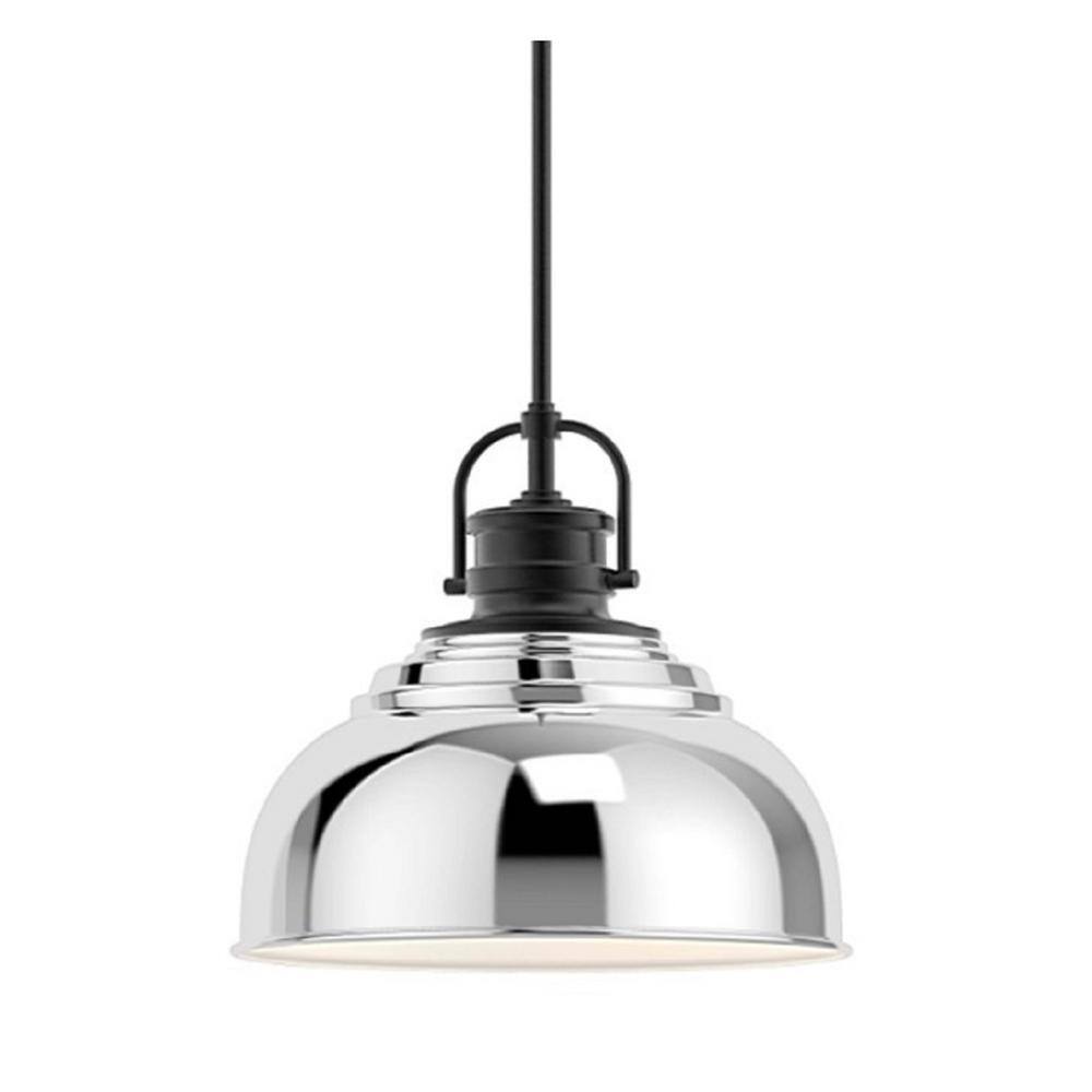Home Decorators Collection Shelston 1-Light Chrome Pendant with Metal