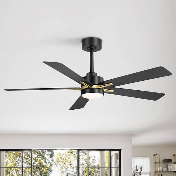 Charlie 52 in. Integrated LED Indoor All-Black Ceiling Fan with Light and Remote Control Included