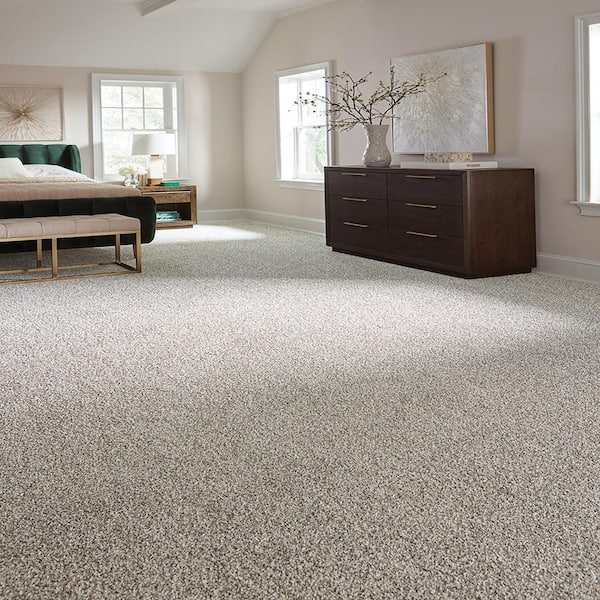 Radiant Retreat I Silver lining Gray 47 oz. Polyester Textured Carpet - Installation Required