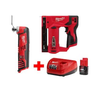 M12 12V Lithium-Ion Cordless 3/8 in. Crown Stapler and Oscillating Multi-Tool Combo Kit w/(1) 2.0Ah Battery and Charger
