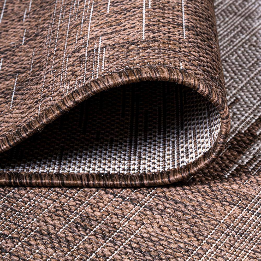 Modern Strie Brown/Beige 8' x 10' Synthetic Reversible Area Rug