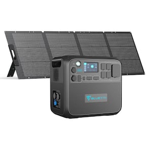 2200W Continuous/4800W Peak Output Power Station Black Push Button Start LiFePO4 Battery Generator + 200W Solar Panel