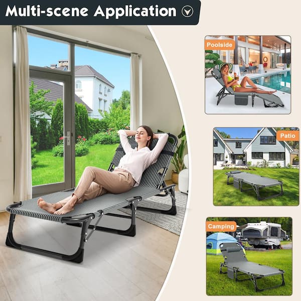 BOZTIY Folding Lounge Chair,5-Position Adjustable Metal BOZTIY Folding Lounge Chair,5-Position Adjustable Metal