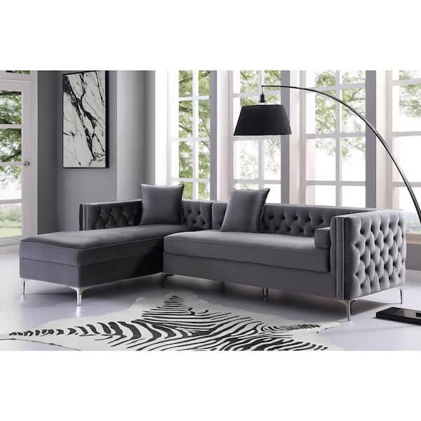 Left Facing Sectional Sofa, Low Profile Velvet Sectional Sofa With Left Facing Chaise