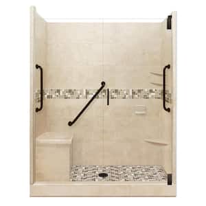 Tuscany Freedom Grand Hinged 32 in. x 60 in. x 80 in. Center Drain Alcove Shower Kit in Brown Sugar and Old Bronze