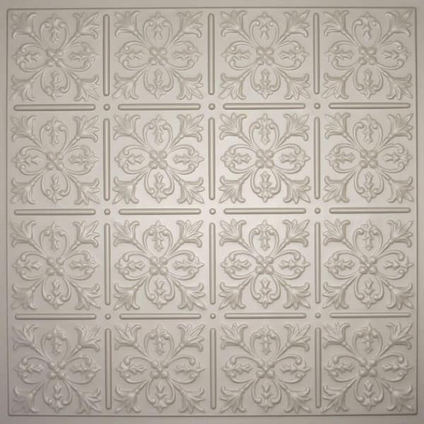 Fleur-de-lis Latte 2 ft. x 2 ft. Lay-in or Glue-up Ceiling Panel (Case of 6)