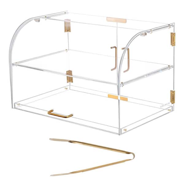 Bakery Display Case, 2-Tier Commercial Countertop Pastry Display Case, Clear Acrylic Bread Box 22 x 14 x 14 in.