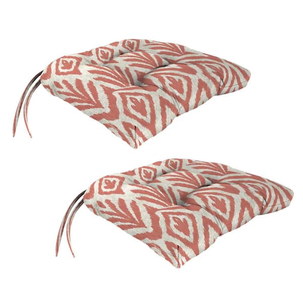 Jordan Manufacturing 17 in. L x 18 in. W x 3 in. T Rectangular Tufted Outdoor Wicker Seat Cushion in Tinker Suntan (2-Pack)