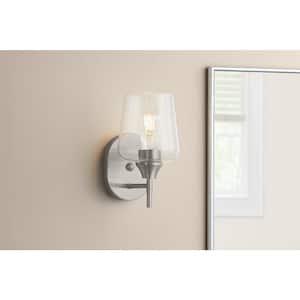 Pavlen 5.5 in. 1-Light Brushed Nickel Sconce with Clear Glass Shade