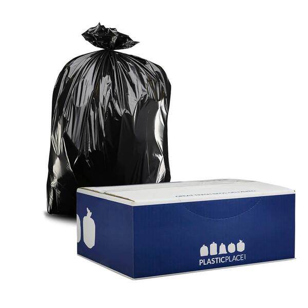 50/Case Garbage Bags Black 3.0 Mil 42 Gallon Contractor Trash Bags 