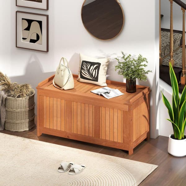 Kadehome 58 Gal. Solid Wood Deck Box with Spring-Lifting Lid and