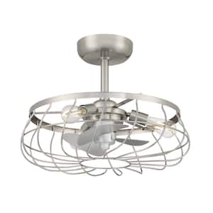 Santiago 22 in. Indoor/Outdoor Brushed Nickel Ceiling Fan with Dimmable Integrated LED Lights and Remote Control