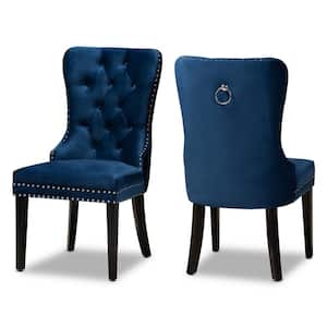 Remy Navy Blue Wood Dining Chairs (Set of 2)