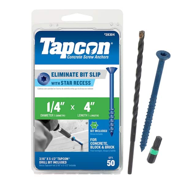 Tapcon 1/4 in. x 4 in. Star Flat-Head Concrete Anchors (50-Pack)