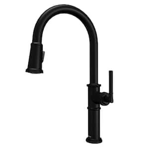 Brampton Single Handle Pull-Down Sprayer Kitchen Faucet in Matte Black