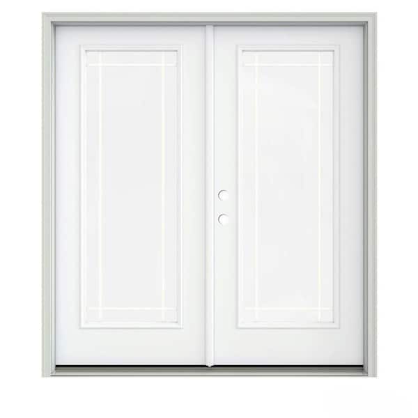 JELD-WEN 72 in. x 80 in. White Painted Steel Right-Hand Inswing 9 Lite Glass Stationary/Active Patio Door