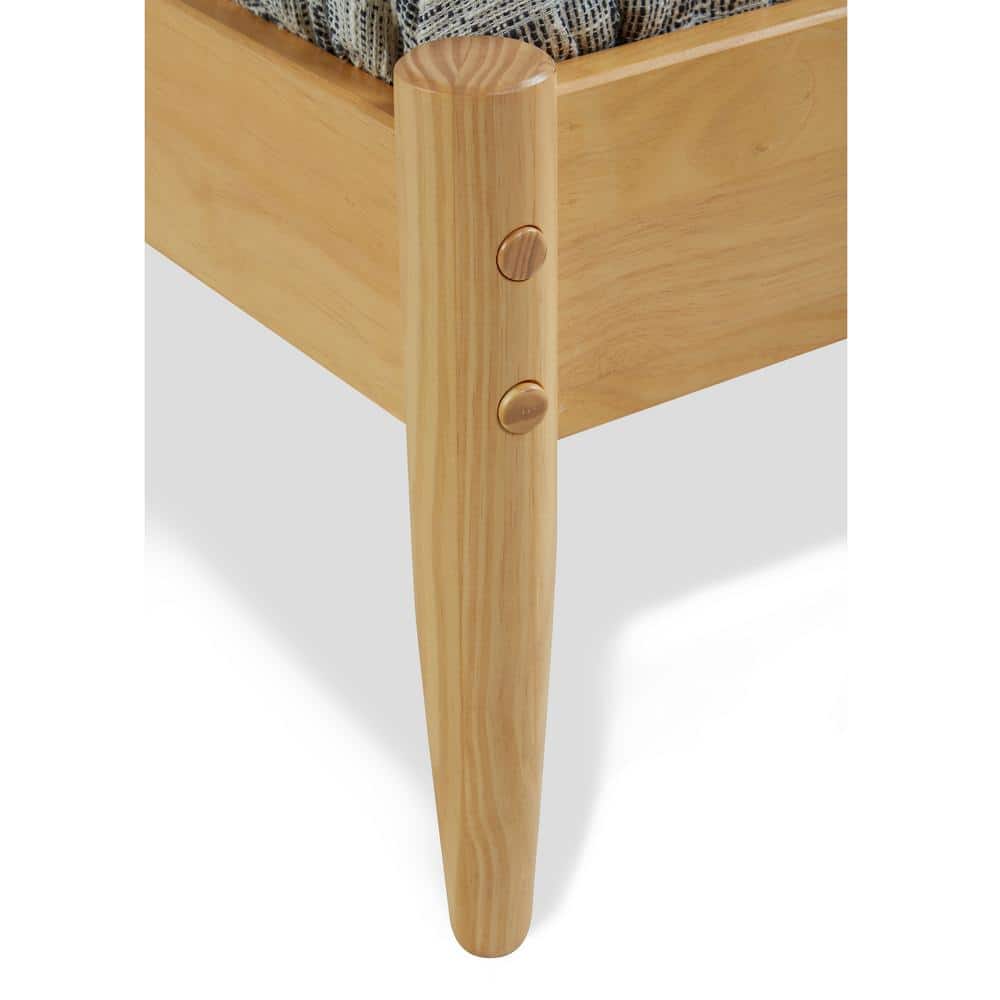 Scandinavian Oak Full Panel Mid-Century Modern Bed with Pine Frame