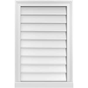 20 in. x 30 in. Vertical Surface Mount PVC Gable Vent: Decorative with Brickmould Sill Frame