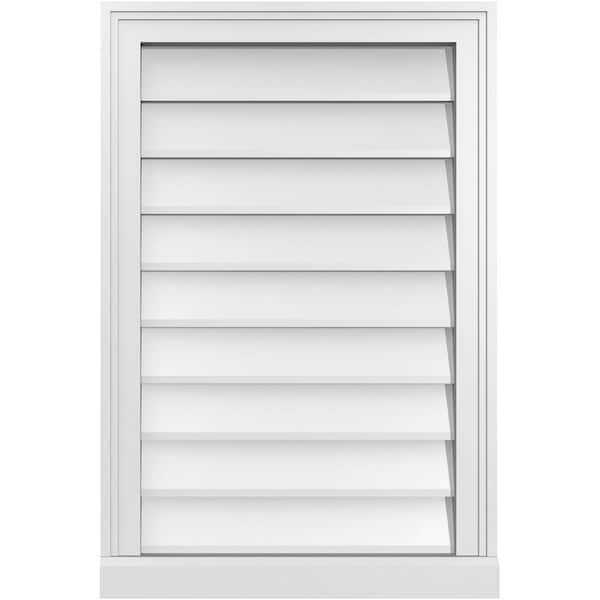 Ekena Millwork 20 in. x 30 in. Vertical Surface Mount PVC Gable Vent: Decorative with Brickmould Sill Frame