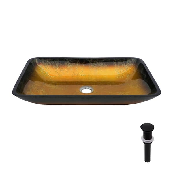 22.25 in. Rectangle Amber Gold Gradient Bathroom Tempered Glass