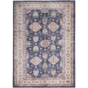 Fulton Navy 5 ft. x 7 ft. Vintage Persian Traditional Area Rug