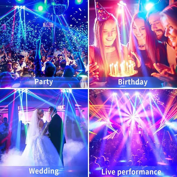 Lukyamzn Moving Head Light 8x10W LED Beam DJ Lights RGBW Sound Activated and DMX-512 Control - 2 Packs