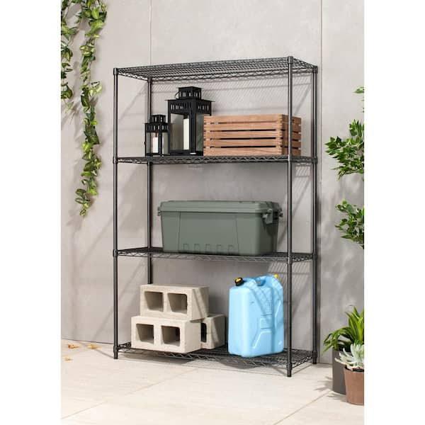 TRINITY 4-Tier Wire Shelving Rack, 48” x 18” x 72”, NSF, Includes