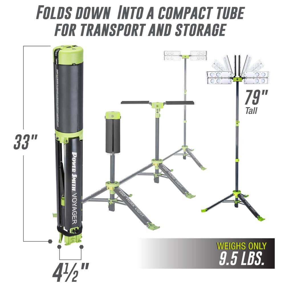 Voyager Collapsible Cordless LED Work Light with Aluminum Tripod