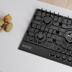 36 in. Built-In Gas Cooktop in Black with 5 Sealed Burners