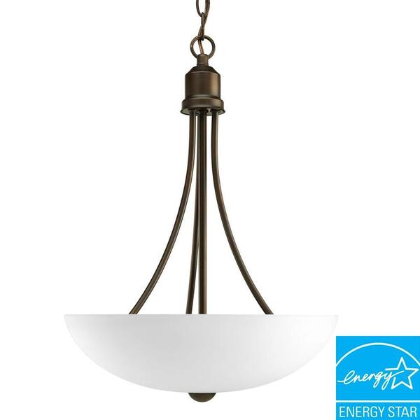Progress Lighting Gather Collection 2-Light Antique Bronze Foyer Pendant with Etched Glass