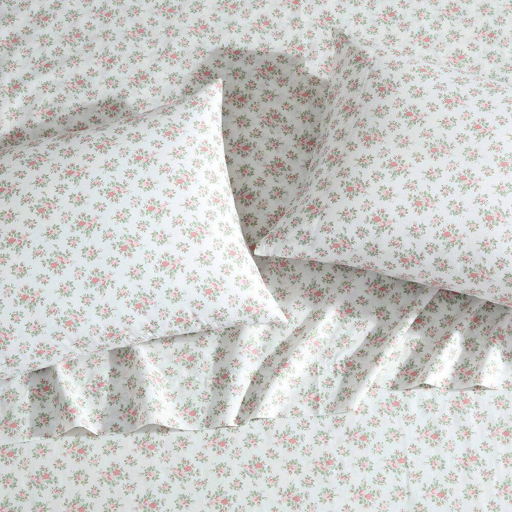 Leanna Rose Pink Floral Cotton Twin Sheet Set