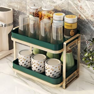 Double Layer Kitchen Dish Rack, Tea Plate Drainboard, Green