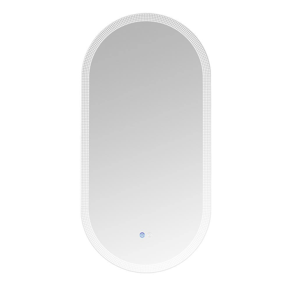 Tatahance 18 in. W x 35 in. H Oval WallMounted Dimmable LED Bathroom Makeup Mirror in Silver