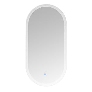 18 in. W x 35 in. H Oval Wall-Mounted Dimmable LED Bathroom Makeup Mirror in Silver